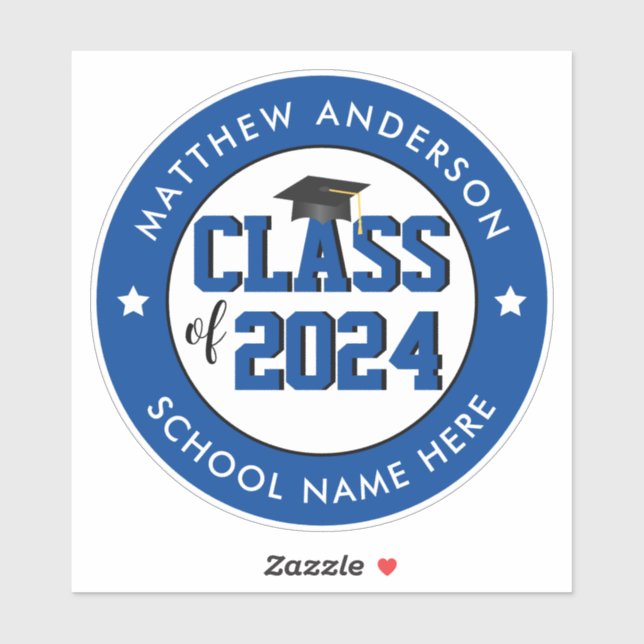 Adesivo Classe de Formando Azul Elegante 2024 (Folha)