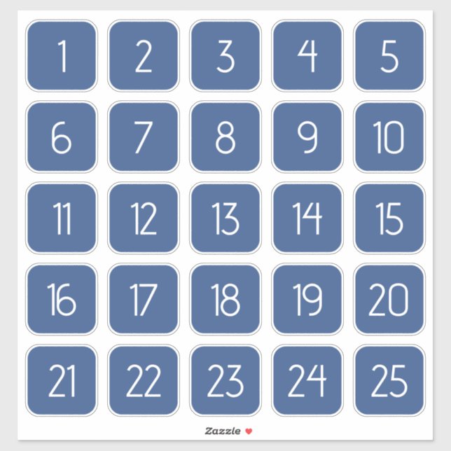 Adesivo Classic Blue Customizable Square Number Stickers  (Folha)