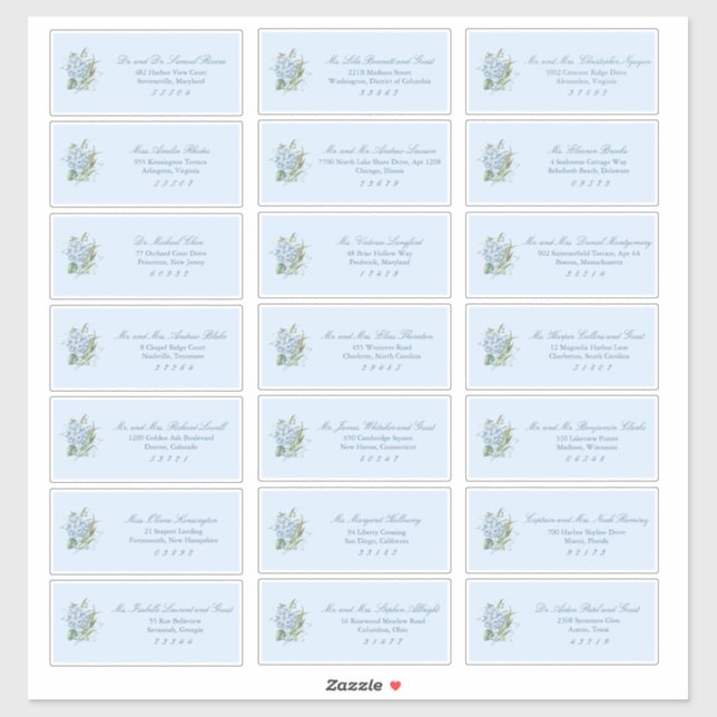 Adesivo Classic Dusty Blue Wedding Guest Address Labels (Folha)