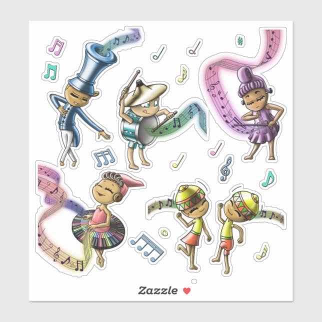 Adesivo Clássico de Banda de Instrumentos Musicais (Folha)