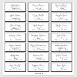 Adesivo Clássico Endereço de Convidado de Casamento Branco