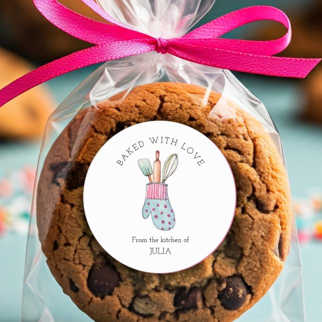 Adesivo Clássico Redondo "Assado com amor" (Criador carregado)