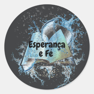 Adesivo Clássico Redondo com Livro e Splash de Ag