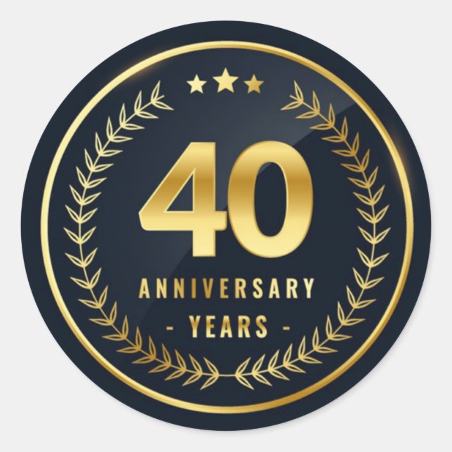 Adesivo clássico redondo de 40 anos (Frente)