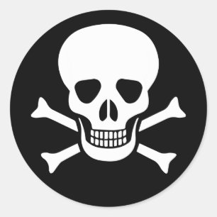 Adesivo clássico redondo do crânio humano
