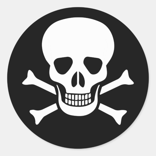 Adesivo clássico redondo do crânio humano (Frente)