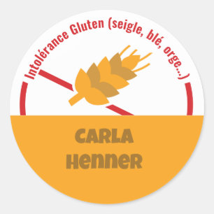 Adesivo clássico redondo do Intolérance Gluten