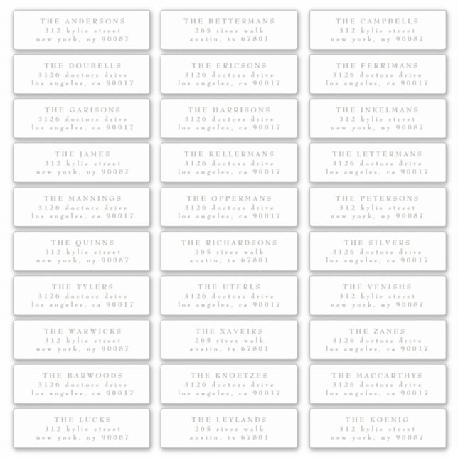 Adesivo Clássico Sage Individual Green White Guest Address (Frente)