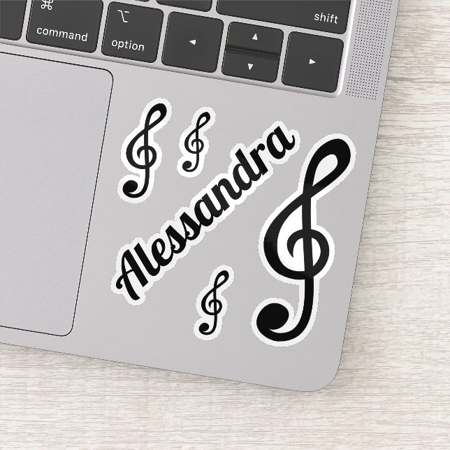 Adesivo Clave de Sol de Nome Personalizado Notas Musicais  (Detalhe)