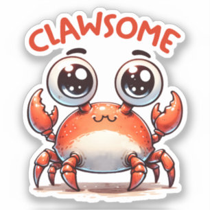 Adesivo Clawsome Funny Kawaii Crab Pun Sticker