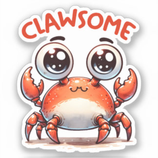 Adesivo Clawsome Funny Kawaii Crab Pun Sticker