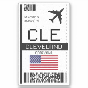 Adesivo CLE Cleveland, passagem de embarque em Ohio - Viag