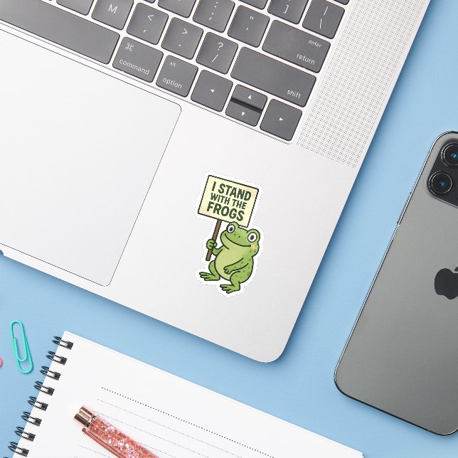 Adesivo Clean Typography Frog Sticker (Notebook com iPhone)