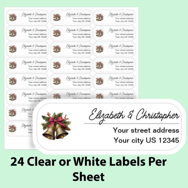 Adesivo Clear Christmas Bells Return Address Transparent  (Criador carregado)