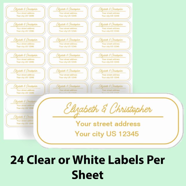 Adesivo Clear Gold Return Address Custom Transparent Label (Criador carregado)