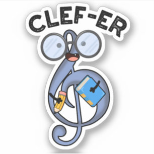 Adesivo Clef-er Funny Music Pun