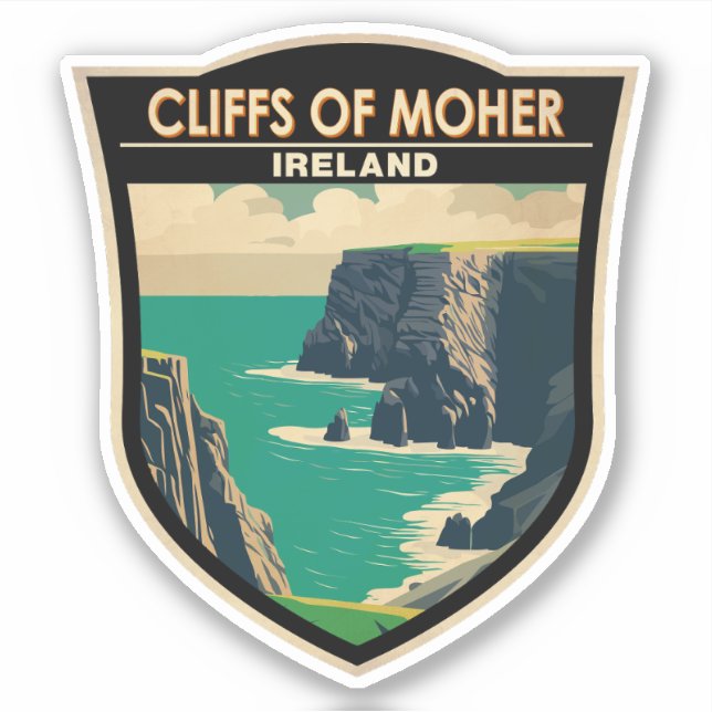 Adesivo Cliff of Moher Ireland Viagem Art Vintage (Frente)