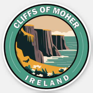Adesivo Cliffs of Moher Ireland Floral Viagem Art Vintage