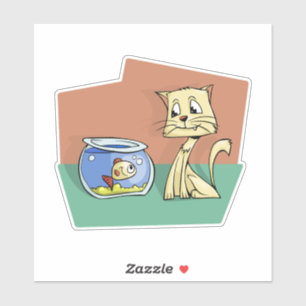 Adesivo Clipe de gato e de tigela