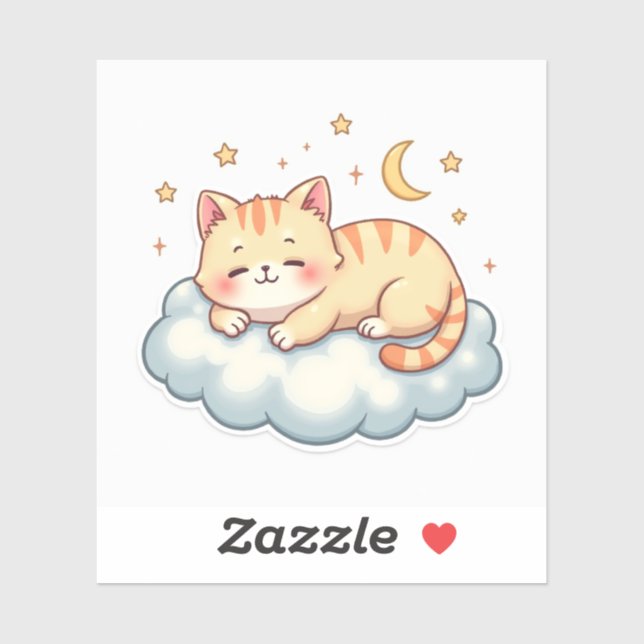 Adesivo Cloud Nap Kitty – Kawaii Lazy Cat Sticker (Folha)