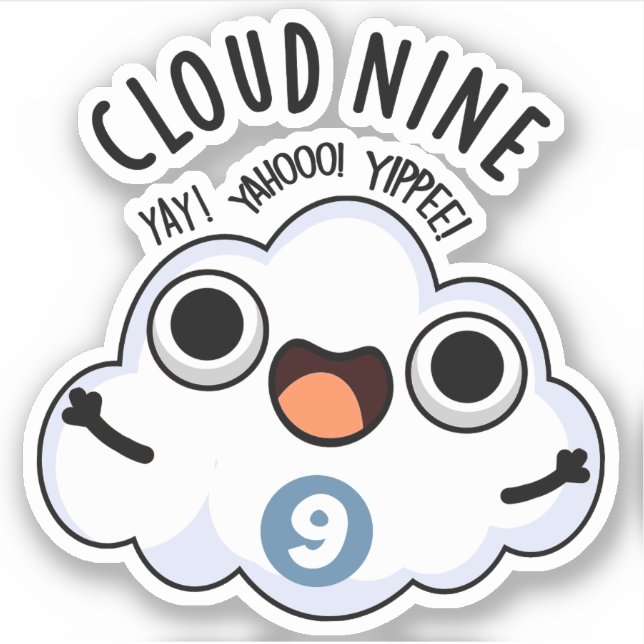 Adesivo Cloud Nine Funny Weather Pun (Frente)
