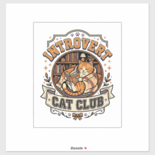 Adesivo Clube de Gato Introvertido Gato Anti Social Vinta