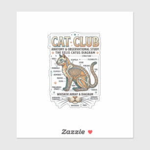 Adesivo Clube de Gatos Anatomia de Gato Diagrama Científic