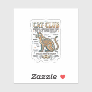 Adesivo Clube de Gatos Anatomia de Gato Diagrama Científic