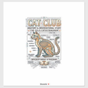 Adesivo Clube de Gatos Anatomia de Gato Diagrama Científic