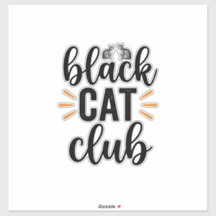 Adesivo Clube do Gato Preto Design Vector para Amantes de