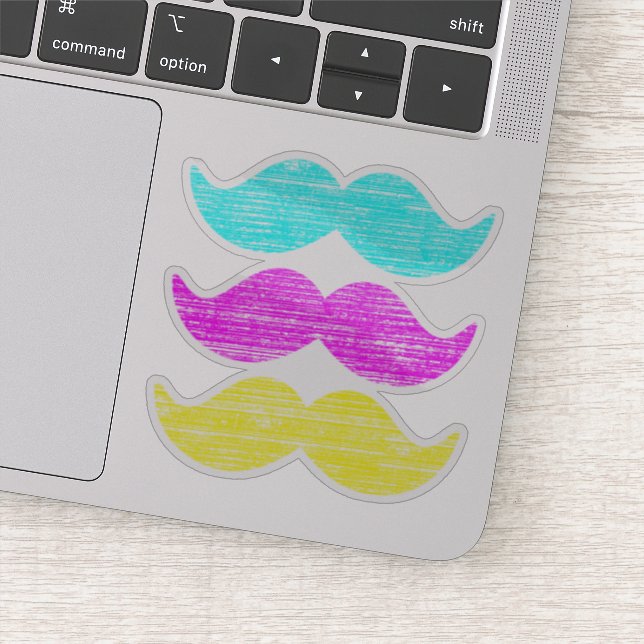 Adesivo CMY Mustaches (estilo letterpress) (Detalhe)