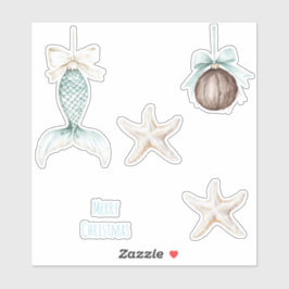 Adesivo Coastal Christmas Mermaid Bow Starfish Beach 