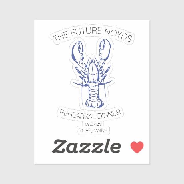 Adesivo Coastal Lobster Wedding Rehearsal Dinner Sticker (Folha)