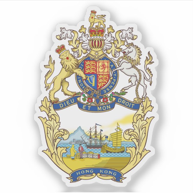 Adesivo Coat of arms of Hong Kong (1843–1959) (Frente)