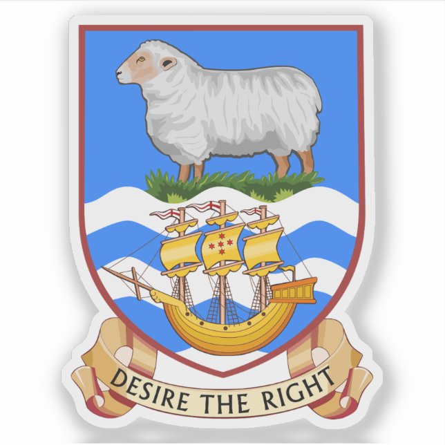 Adesivo Coat of arms of the Falkland Islands flag,Overseas (Frente)