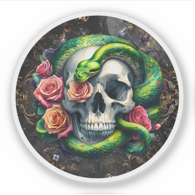 Adesivo Cobra Com Vinheta Verde Caveira. (Frente)