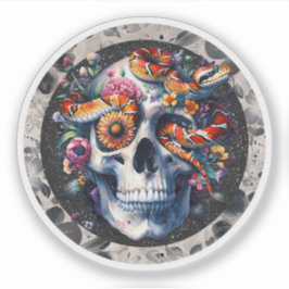 Adesivo Cobra Floral Com Vinheta Crônica.