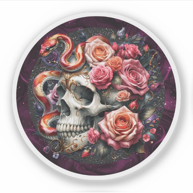 Adesivo Cobra Floral Com Vinheta Crônica. (Frente)