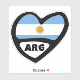 Adesivo Código do País Argentina Sinalizador Heart ARG