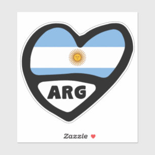 Adesivo Código do País Argentina Sinalizador Heart ARG
