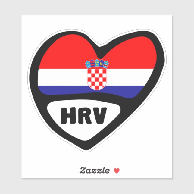 Adesivo Código do país Croácia Flag Heart Hrvatska HRV (Folha)