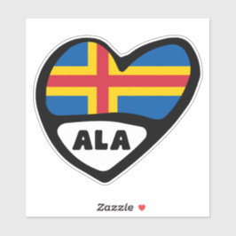 Adesivo Código do País das Ilhas Åland Flag Heart, ALA