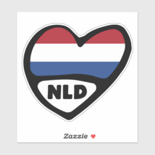 Adesivo Código do País Holandês Flag Heart, NLD