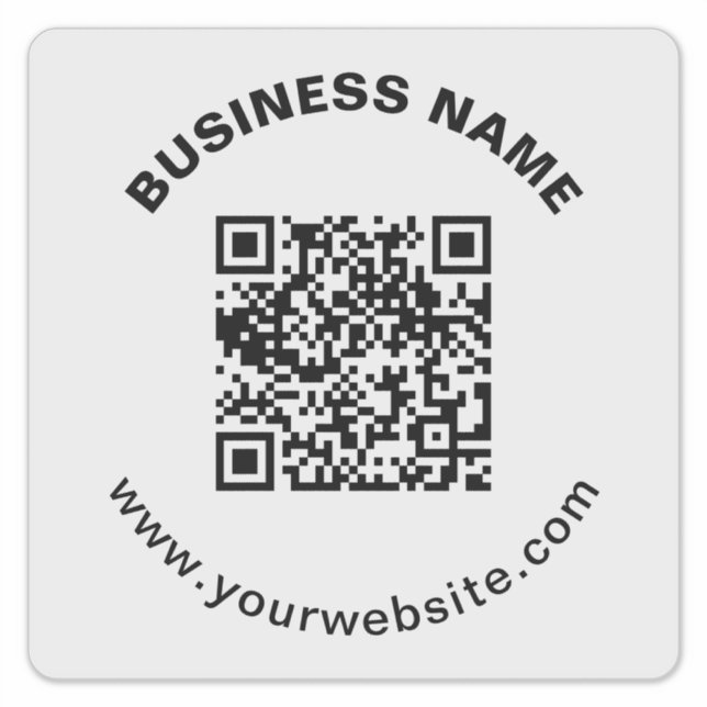 Adesivo Código QR com Nome da Empresa Texto Circular em Ne (Frente)