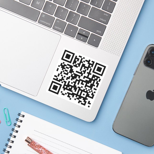 Adesivo Código QR personalizado (Notebook com iPhone)