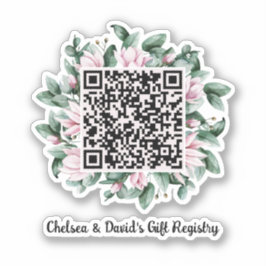 Adesivo Código QR Personalizado Magnolia Flower Frame Gift