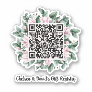 Adesivo Código QR Personalizado Magnolia Flower Frame Gift