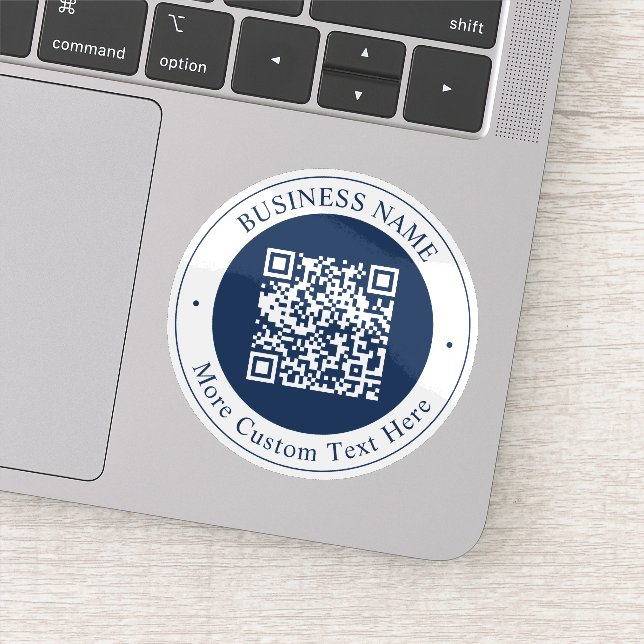 Adesivo Código QR & Texto personalizáveis | Azul Marinho E (Detalhe)