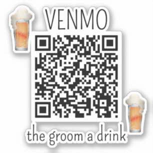 Adesivo Código QR VENMO o Noivo uma Bebida Festa de Desped