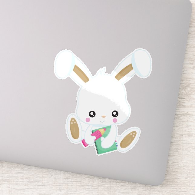 Adesivo Coelhinho A Ir Para A Escola, Coelhinho Bonito, Li (Detalhe)